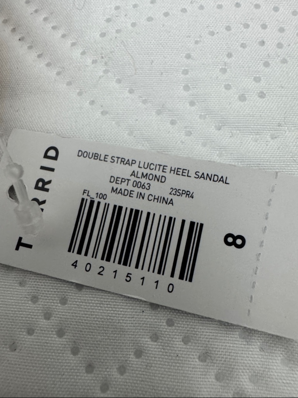 Torrid Double Strap Lucite Heel Sandal Almond Size 8WW NEW - Picture 9 of 10